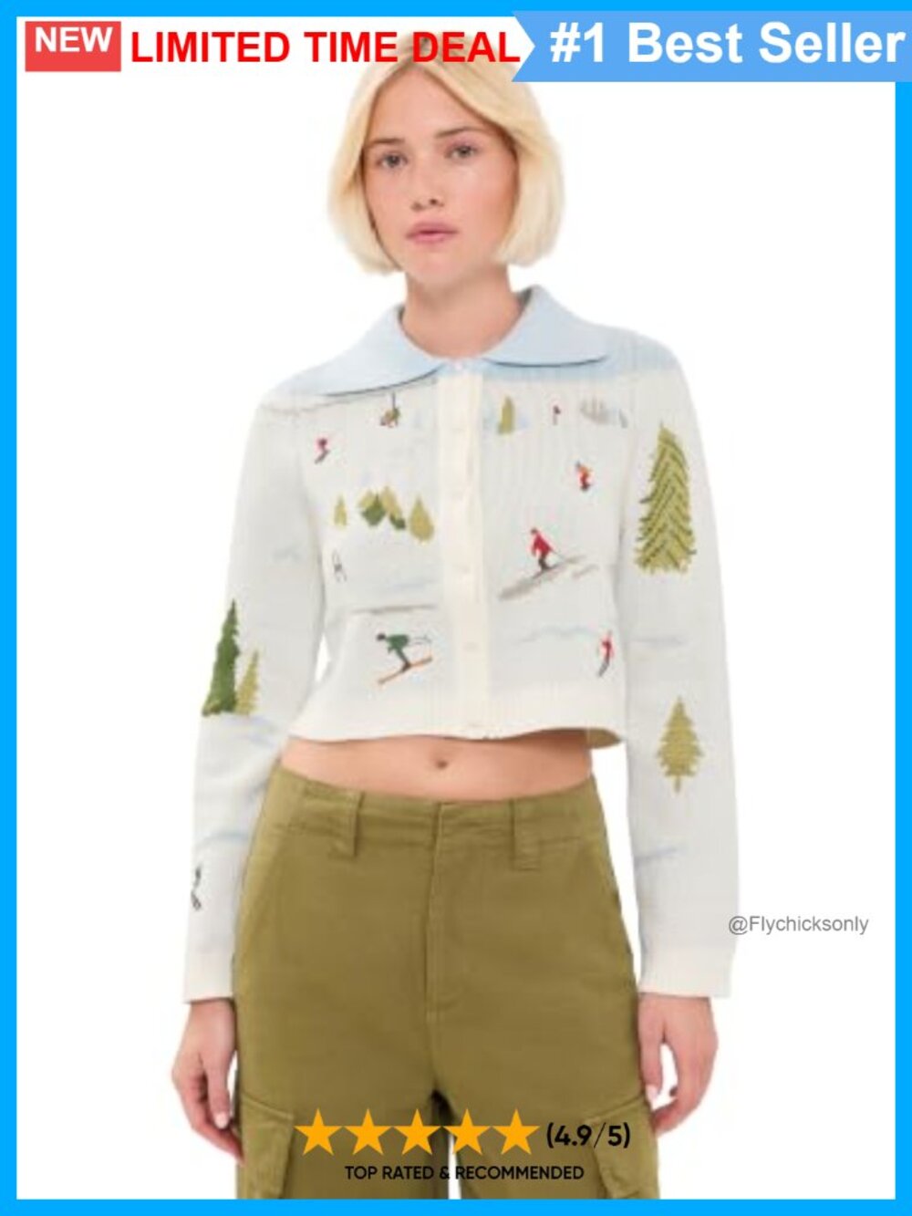 Ski Tripper Cardigan Mid-Weight Stretch Knit Collared Sweater